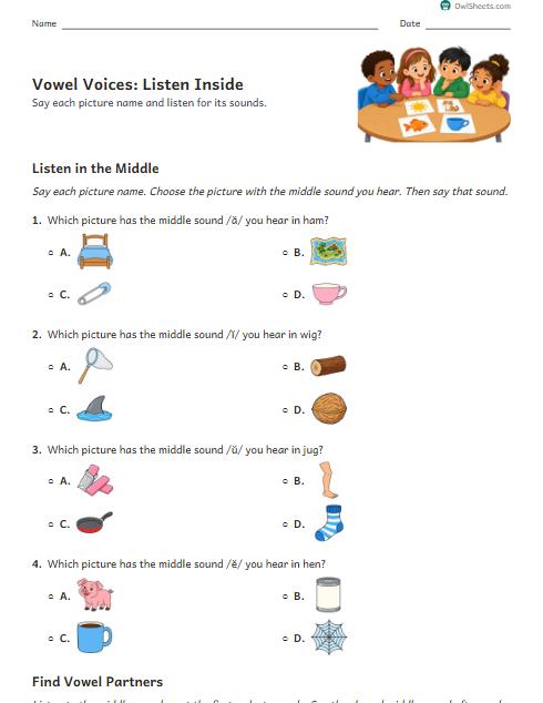 Vowel Voices: Listen Inside worksheet preview