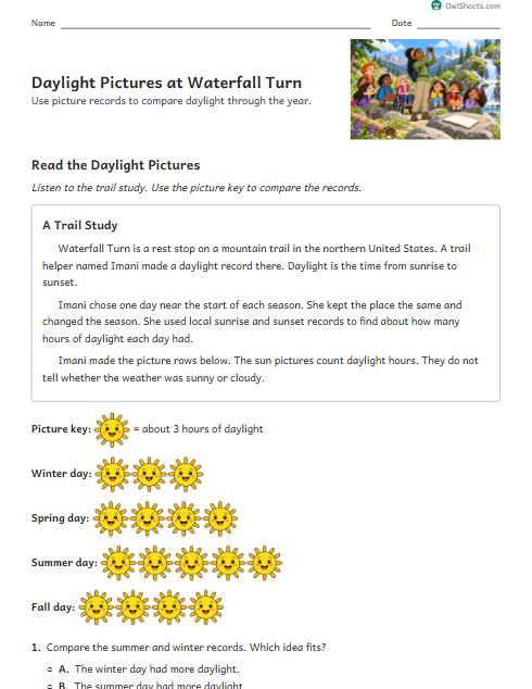 Daylight Pictures at Waterfall Turn worksheet preview