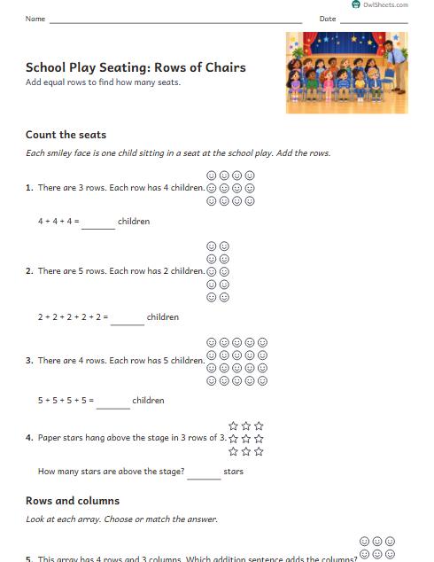 School Play Seating: Rows of Chairs worksheet preview