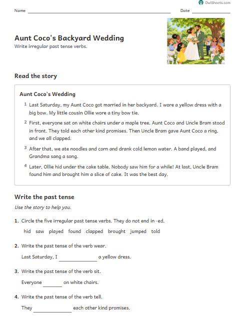 Aunt Coco's Backyard Wedding worksheet preview