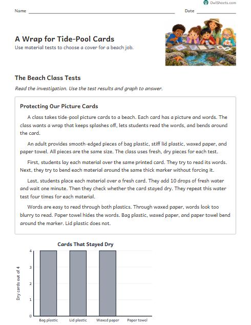 A Wrap for Tide-Pool Cards worksheet preview