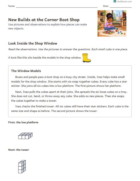 New Builds at the Corner Boot Shop worksheet preview