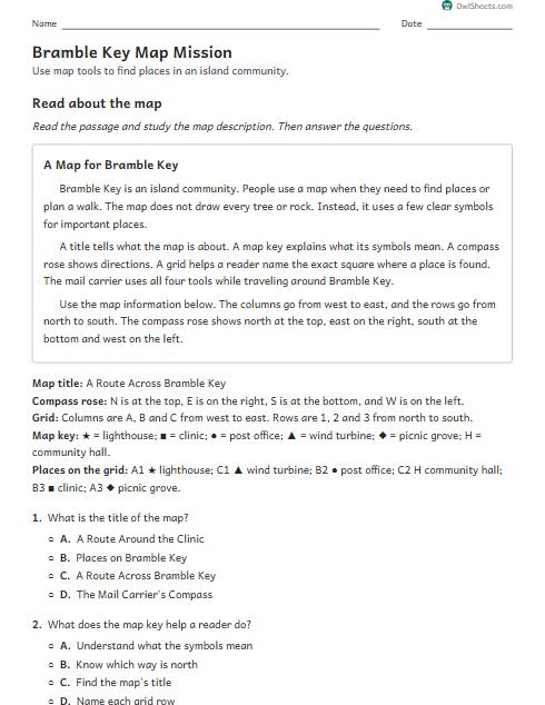 Bramble Key Map Mission worksheet preview