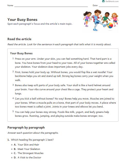 Your Busy Bones worksheet preview