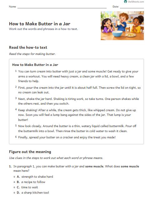 How to Make Butter in a Jar worksheet preview