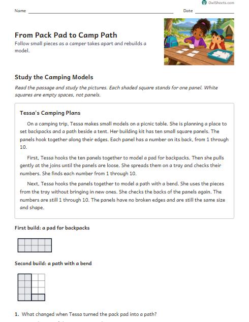 From Pack Pad to Camp Path worksheet preview