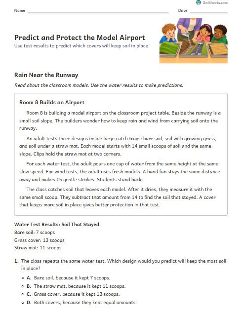 Predict and Protect the Model Airport worksheet preview