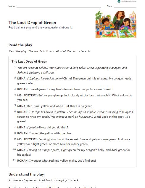 The Last Drop of Green worksheet preview