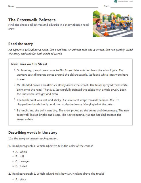 The Crosswalk Painters worksheet preview