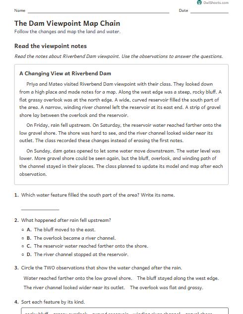 The Dam Viewpoint Map Chain worksheet preview