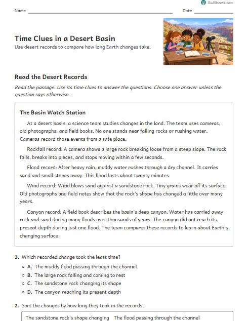 Time Clues in a Desert Basin worksheet preview