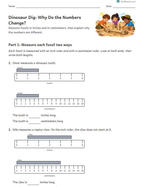 Dinosaur Dig: Why Do the Numbers Change? worksheet preview
