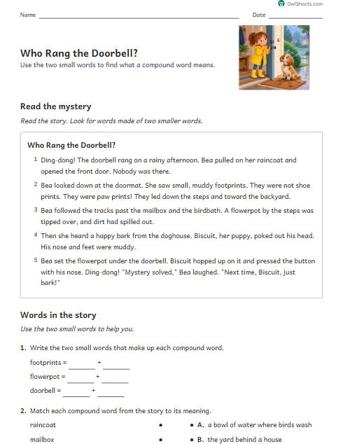 Who Rang the Doorbell? worksheet preview