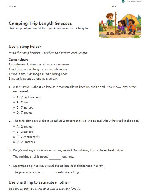 Camping Trip Length Guesses worksheet preview