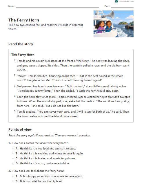 The Ferry Horn worksheet preview