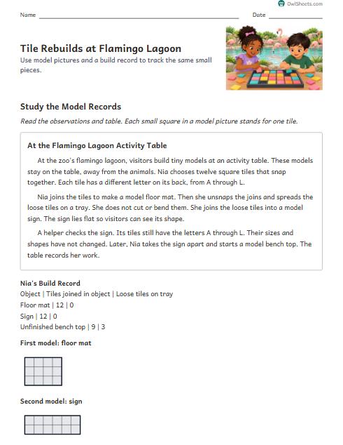 Tile Rebuilds at Flamingo Lagoon worksheet preview