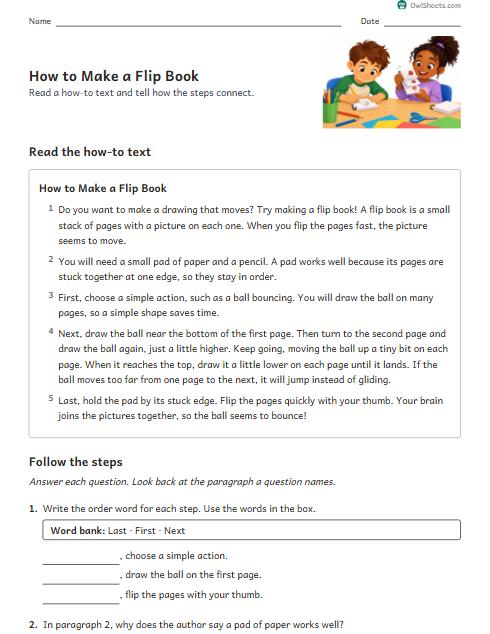 How to Make a Flip Book worksheet preview