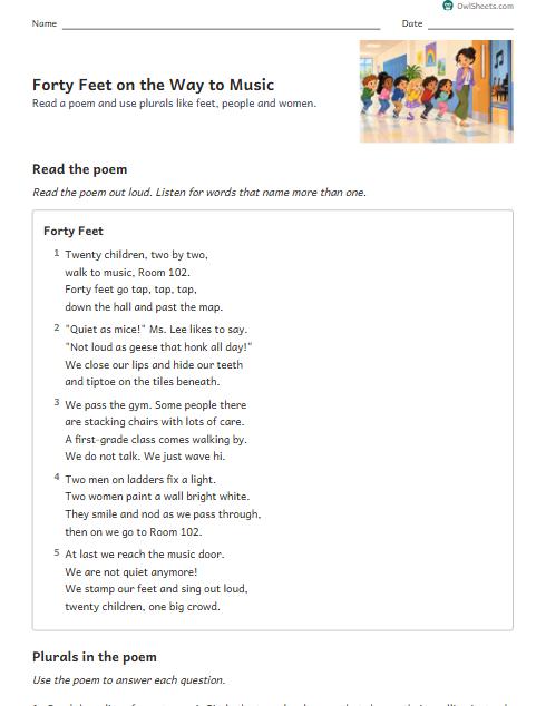 Forty Feet on the Way to Music worksheet preview