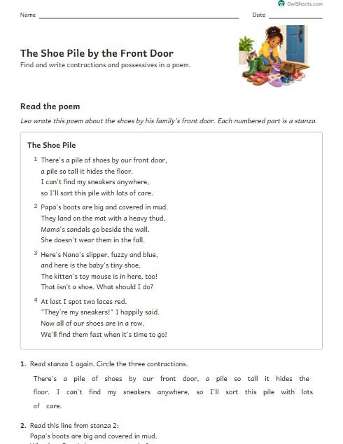 The Shoe Pile by the Front Door worksheet preview