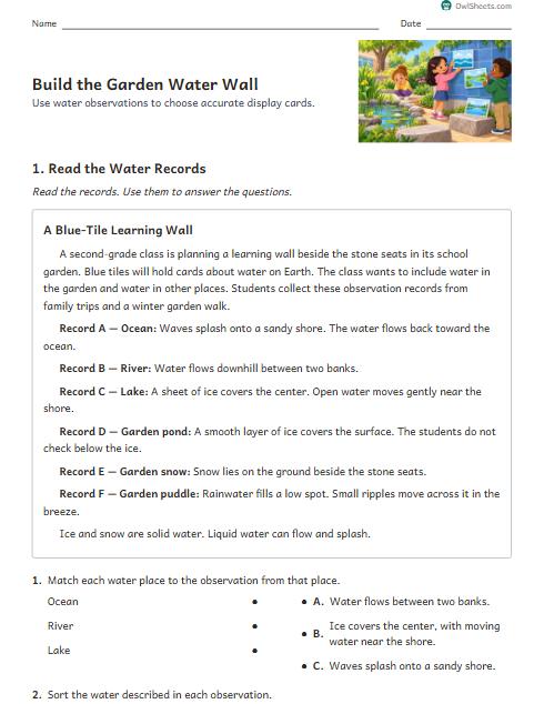 Build the Garden Water Wall worksheet preview