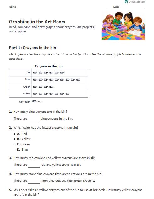 Graphing in the Art Room worksheet preview