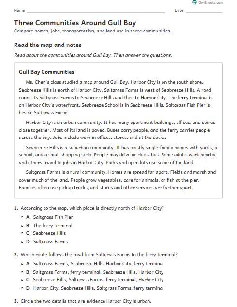 Three Communities Around Gull Bay worksheet preview