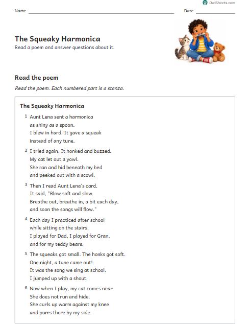 The Squeaky Harmonica worksheet preview