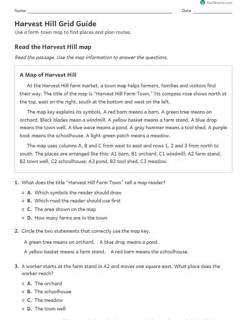 Harvest Hill Grid Guide worksheet preview