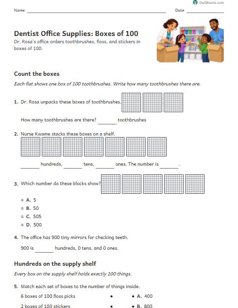 Dentist Office Supplies: Boxes of 100 worksheet preview
