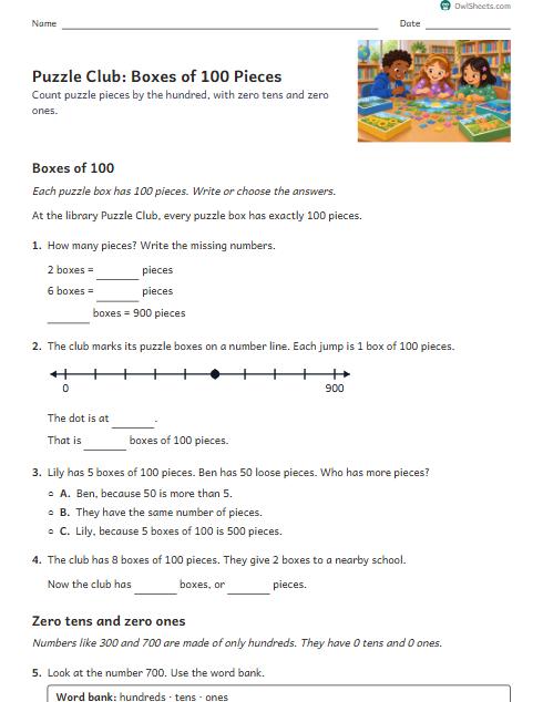 Puzzle Club: Boxes of 100 Pieces worksheet preview