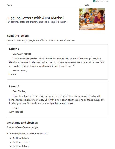 Juggling Letters with Aunt Marisol worksheet preview