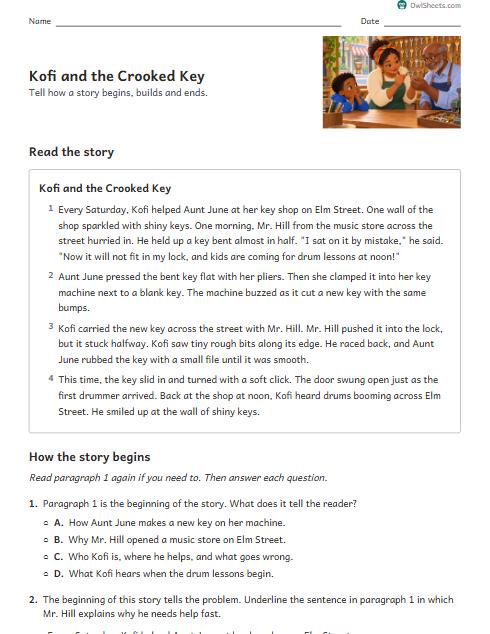 Kofi and the Crooked Key worksheet preview