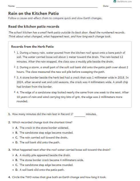 Rain on the Kitchen Patio worksheet preview