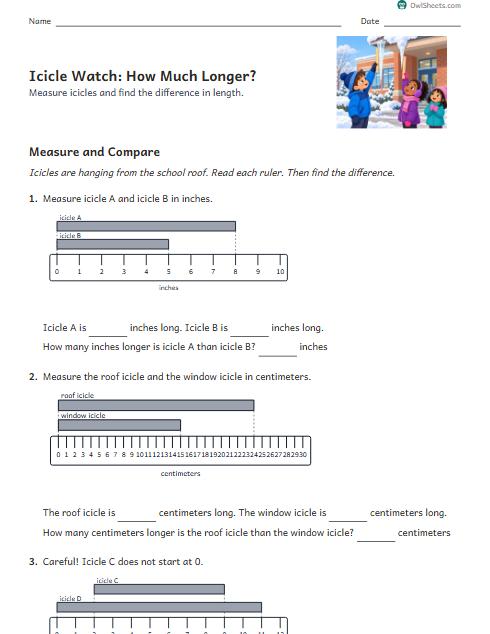 Icicle Watch: How Much Longer? worksheet preview