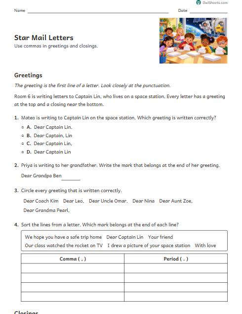 Star Mail Letters worksheet preview