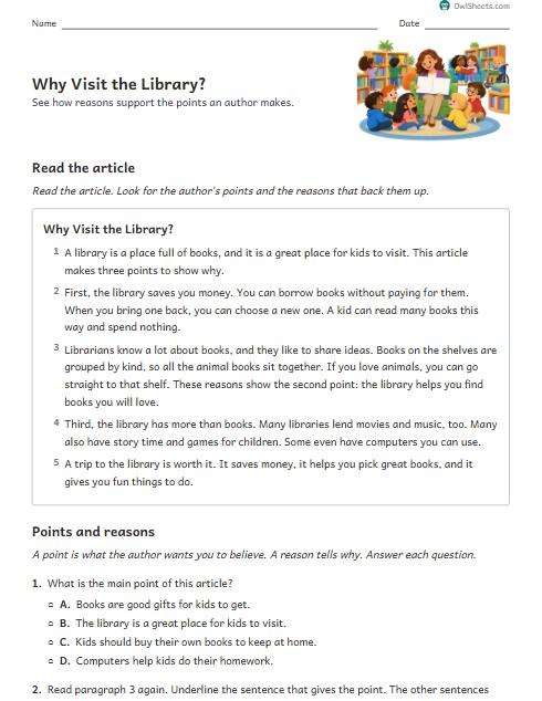 Why Visit the Library? worksheet preview