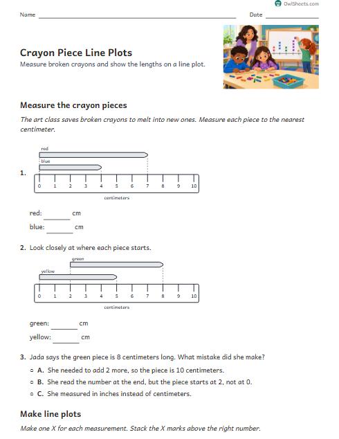 Crayon Piece Line Plots worksheet preview