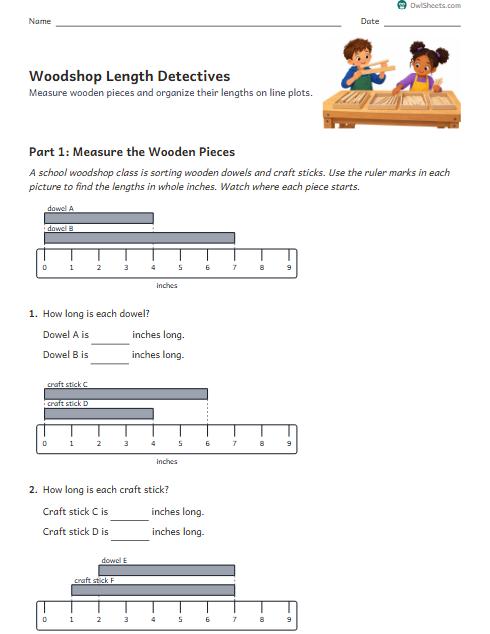 Woodshop Length Detectives worksheet preview