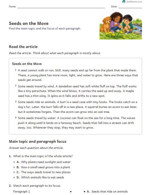 Seeds on the Move worksheet preview
