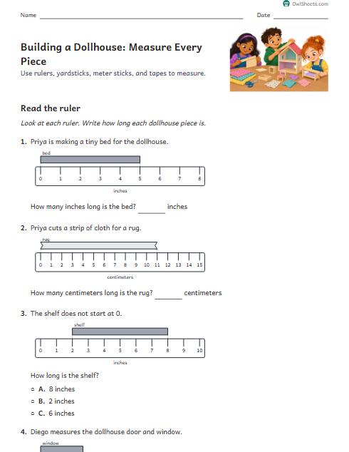 Building a Dollhouse: Measure Every Piece worksheet preview