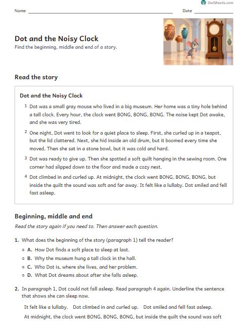 Dot and the Noisy Clock worksheet preview