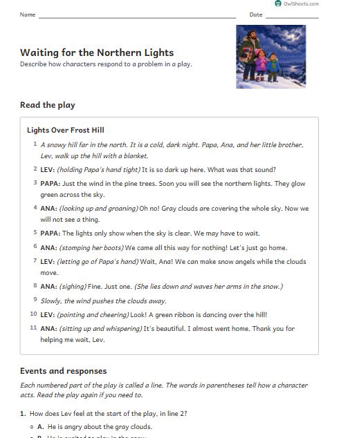 Waiting for the Northern Lights worksheet preview