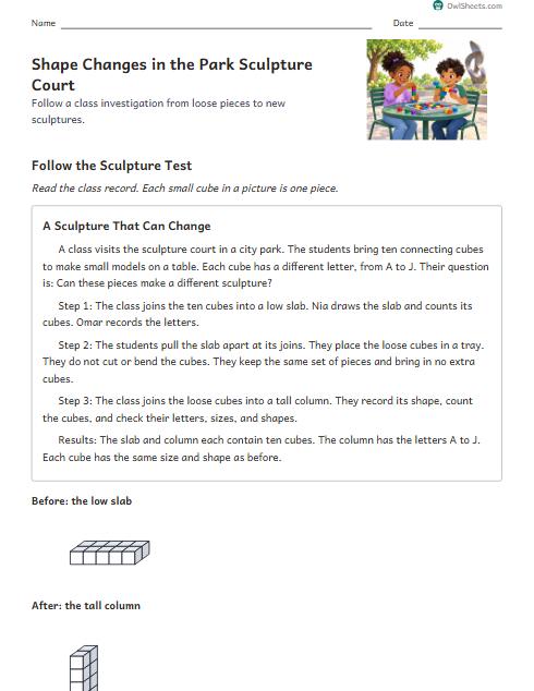 Shape Changes in the Park Sculpture Court worksheet preview