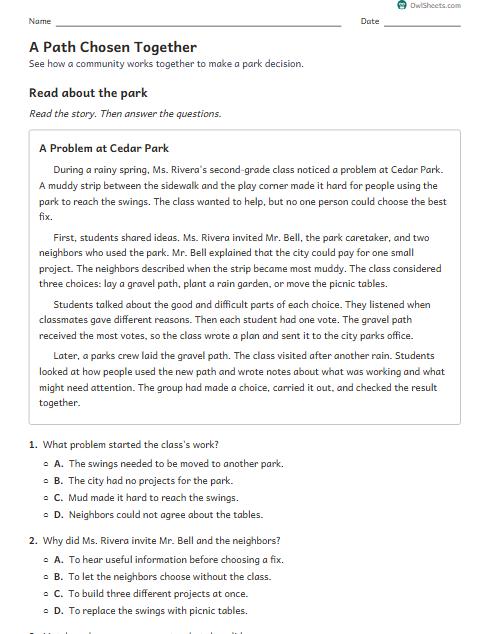 A Path Chosen Together worksheet preview