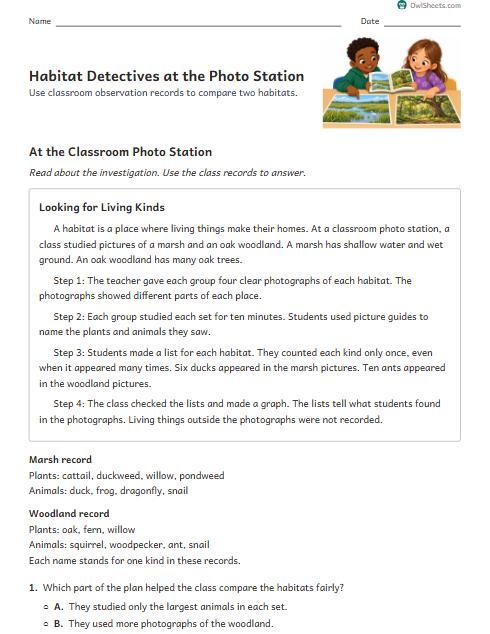 Habitat Detectives at the Photo Station worksheet preview