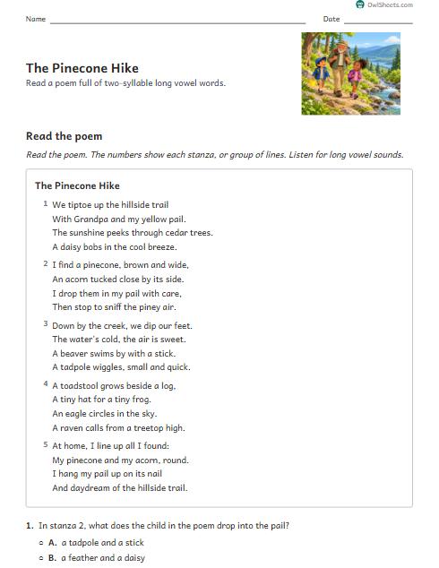 The Pinecone Hike worksheet preview