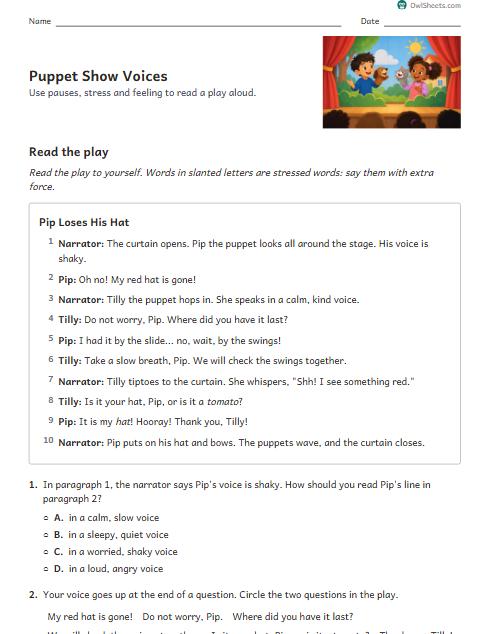 Puppet Show Voices worksheet preview