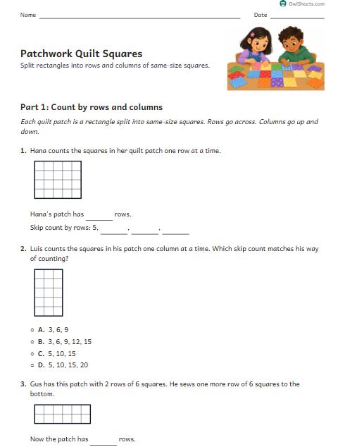Patchwork Quilt Squares worksheet preview