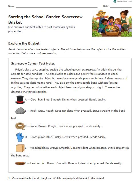 Sorting the School Garden Scarecrow Basket worksheet preview