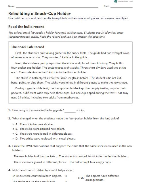 Rebuilding a Snack-Cup Holder worksheet preview